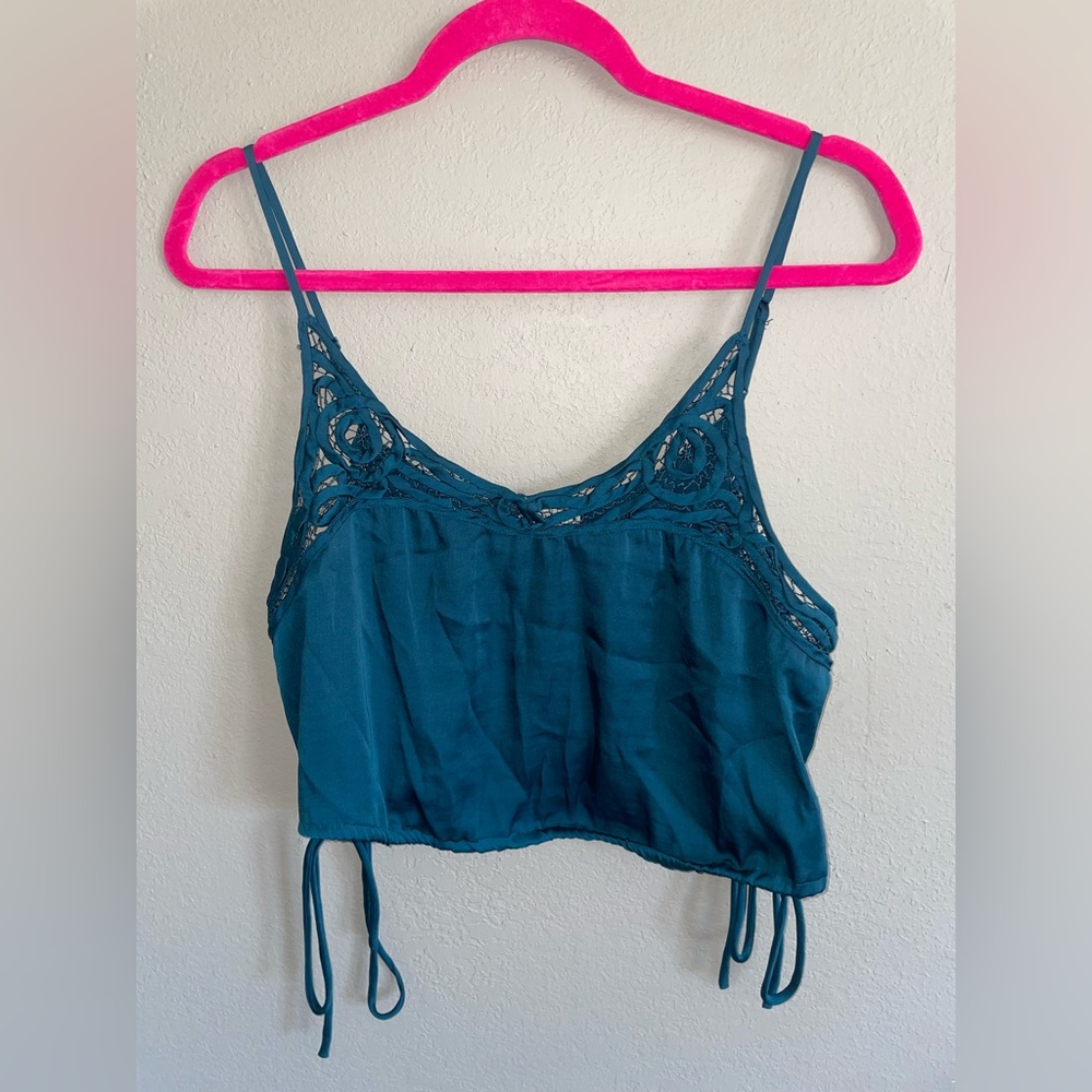 Elegant Teal Lace Cami Top free people